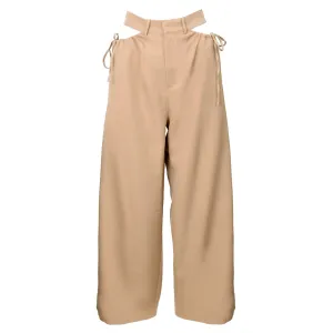 High Waist Side Cut-Out Wide Leg Pants