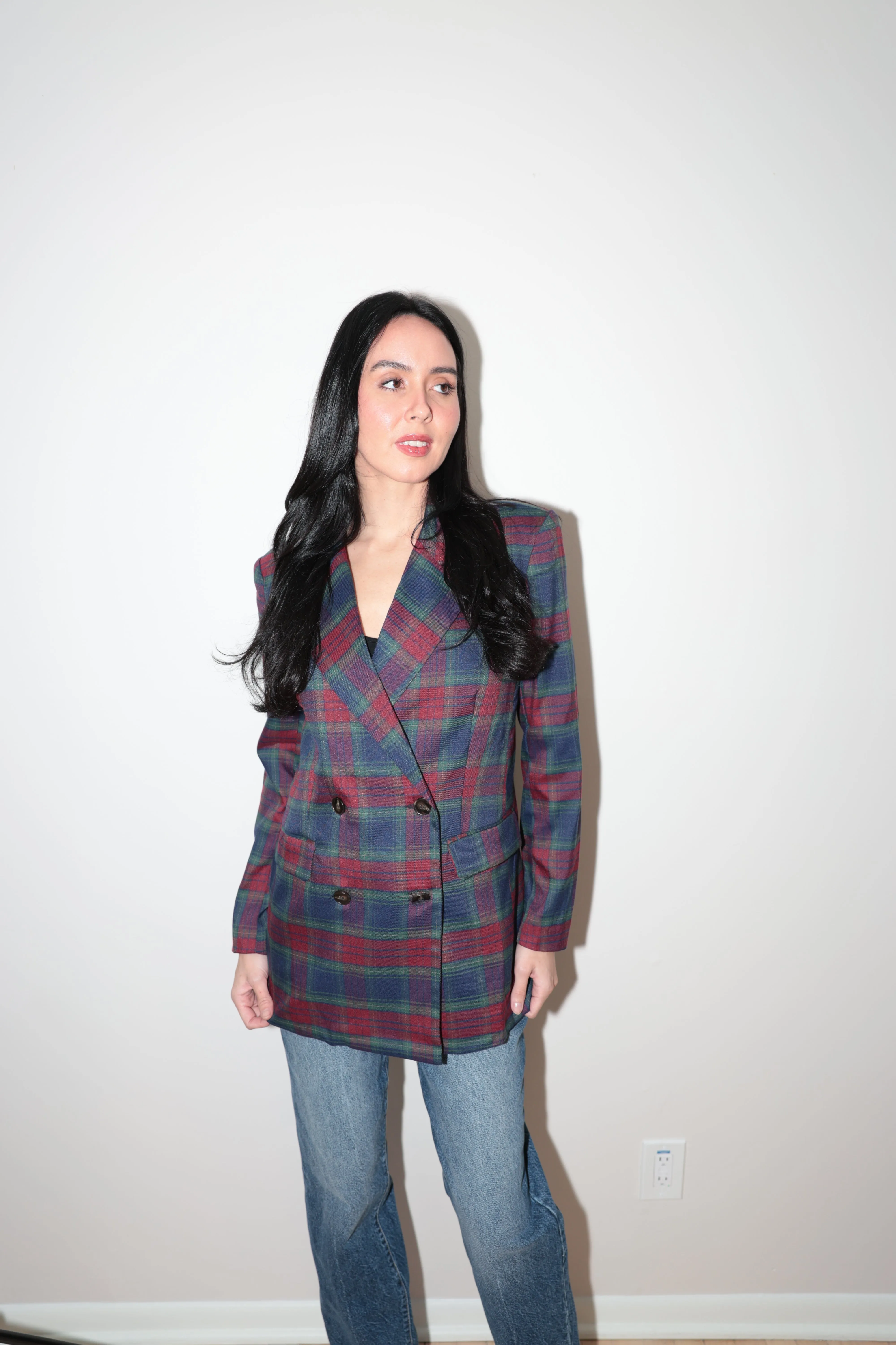 Holiday plaid blazer-Final Sale