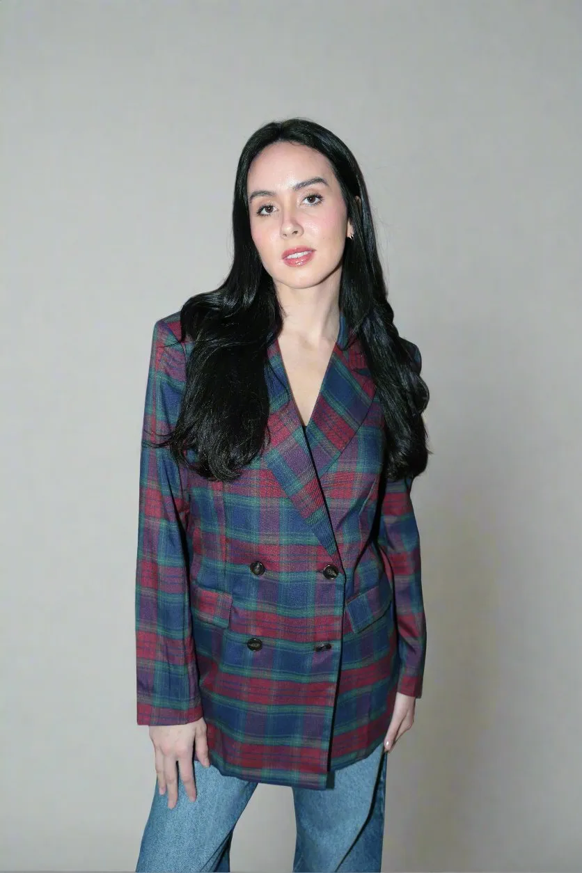 Holiday plaid blazer-Final Sale