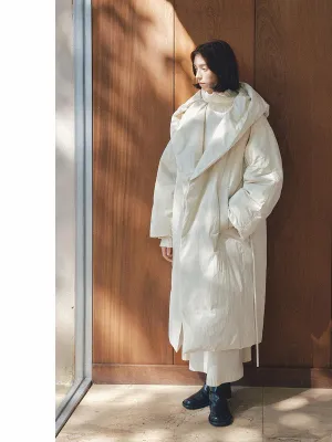 Hooded Belted Down Coat