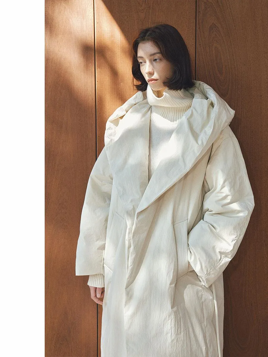 Hooded Belted Down Coat