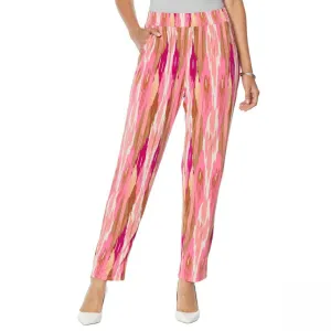 IMAN Plus Size City Chic Printed Ankle Pant Berry Ikat 3X
