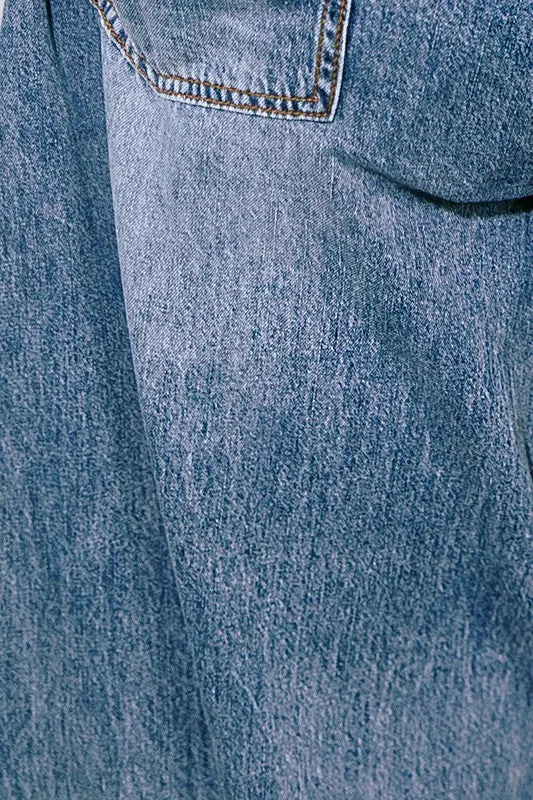 Indigo Washed Wide-Leg Denim Pants
