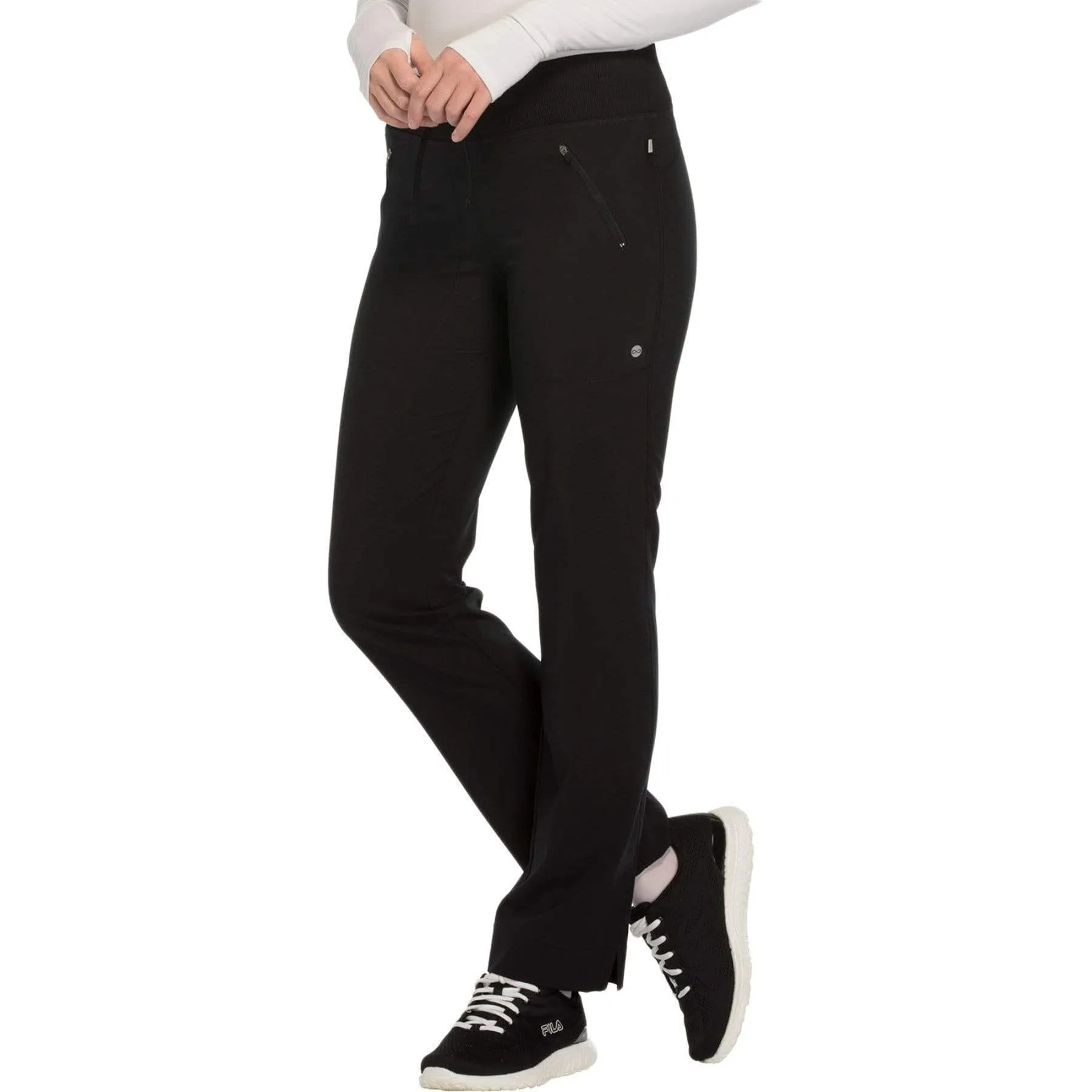 Infinity CK100A Scrubs Pants Womens Mid Rise Tapered Leg Drawstrings Black