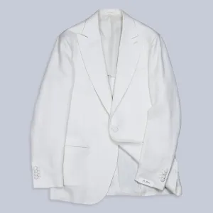 Ivory Herringbone Peak Lapel Dinner Jacket