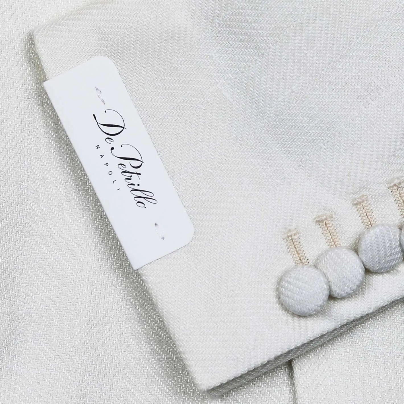 Ivory Herringbone Peak Lapel Dinner Jacket