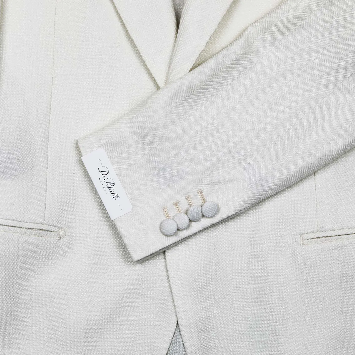 Ivory Herringbone Peak Lapel Dinner Jacket