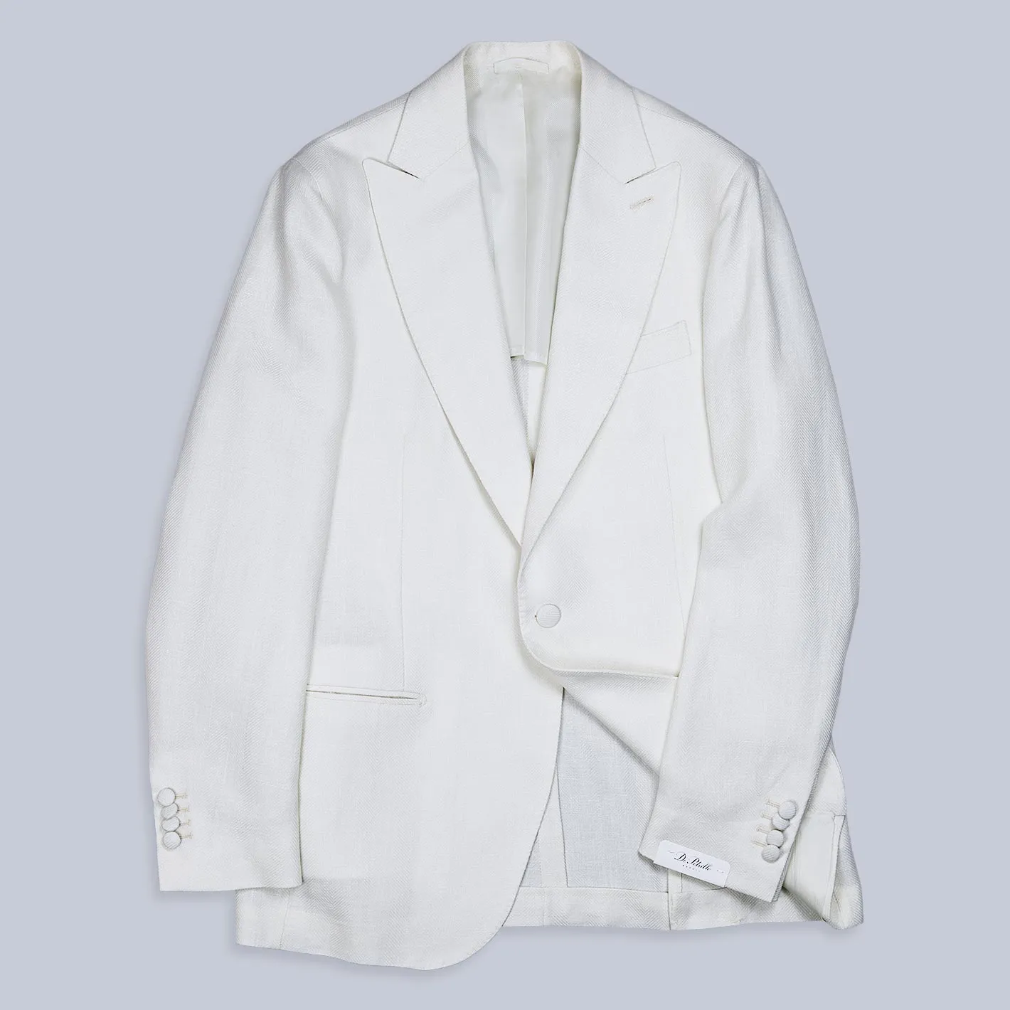 Ivory Herringbone Peak Lapel Dinner Jacket