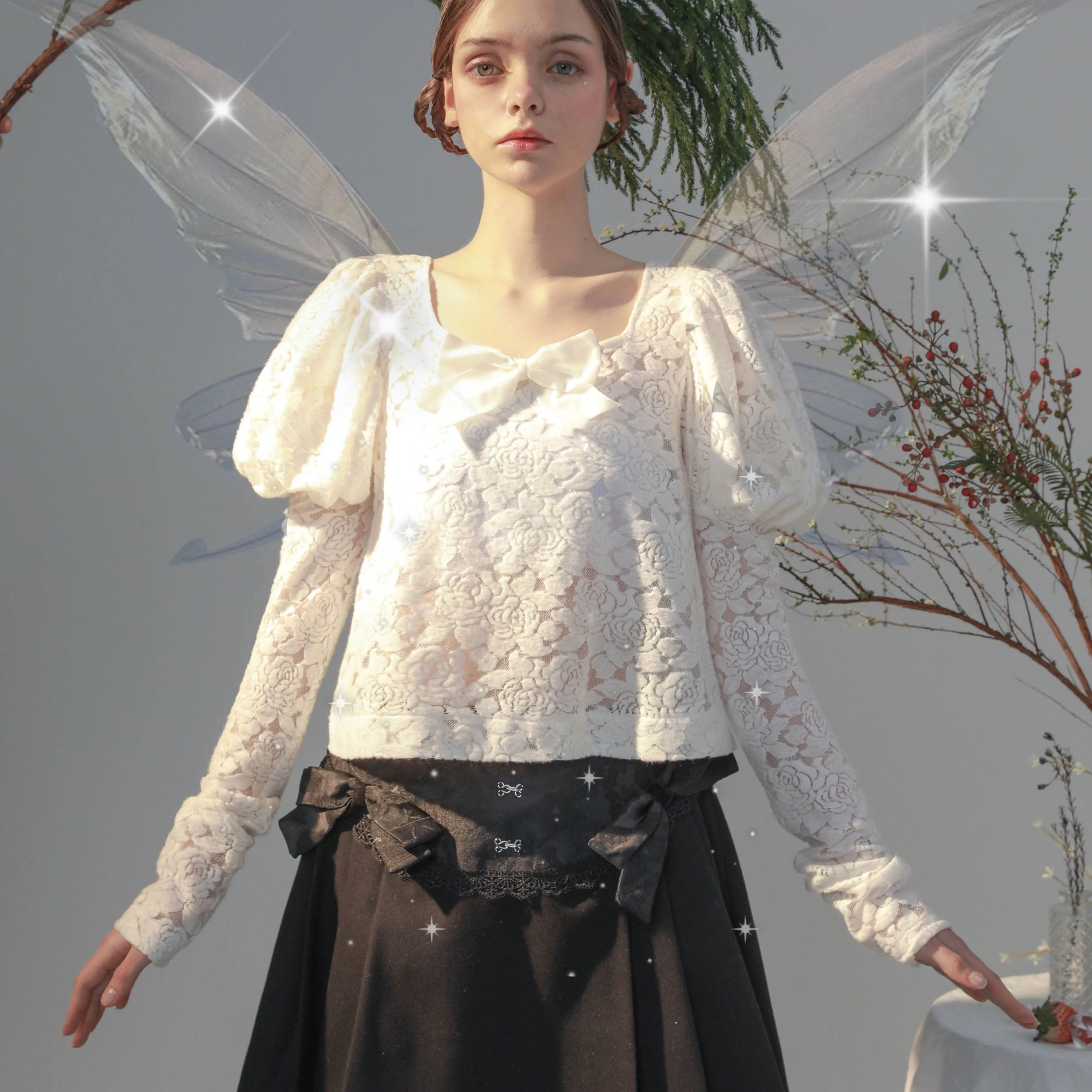 jacquard lantern flower pattern tops