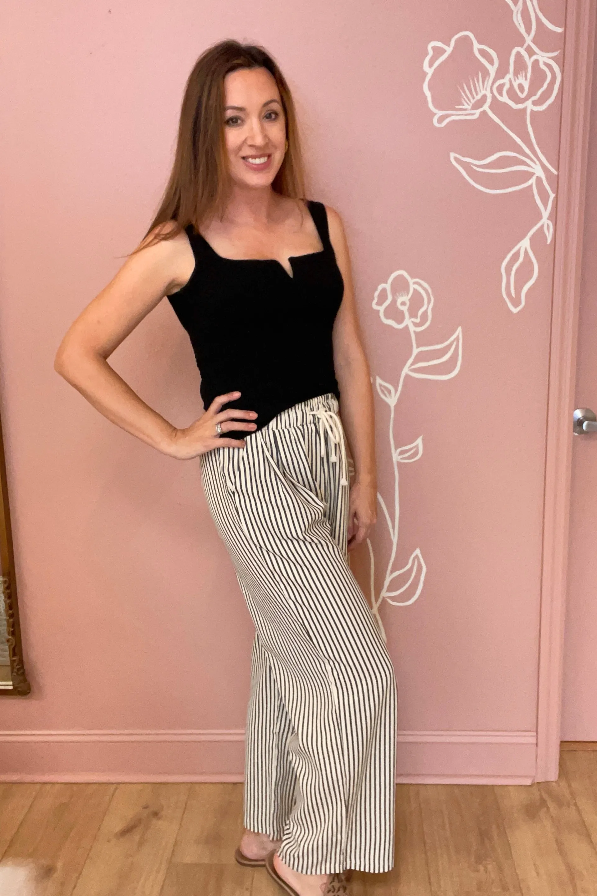 Jade Stripe Wide Leg Pants
