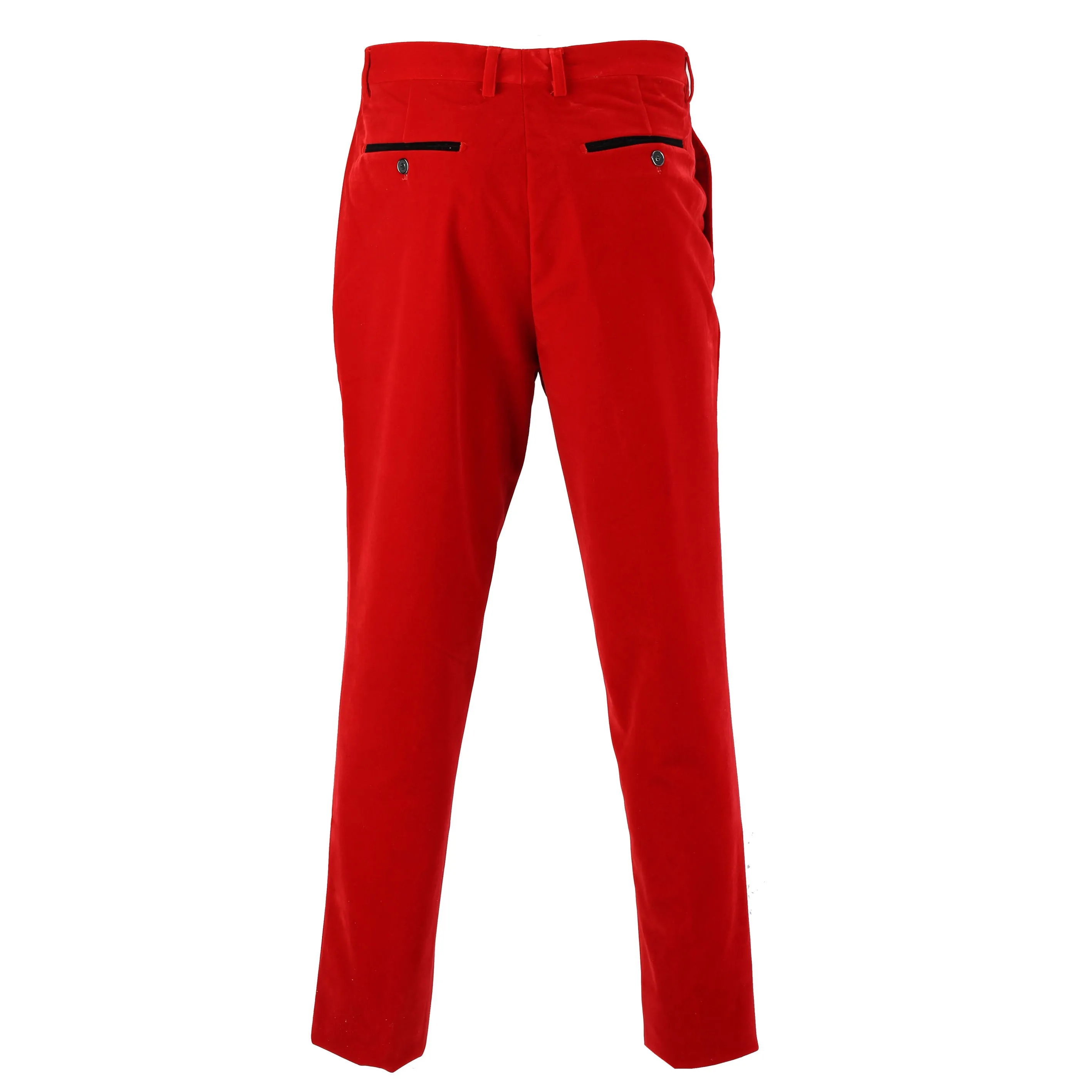Jess - Mens Red  Slim Fit Soft Velvet Formal Dress Suit Pants