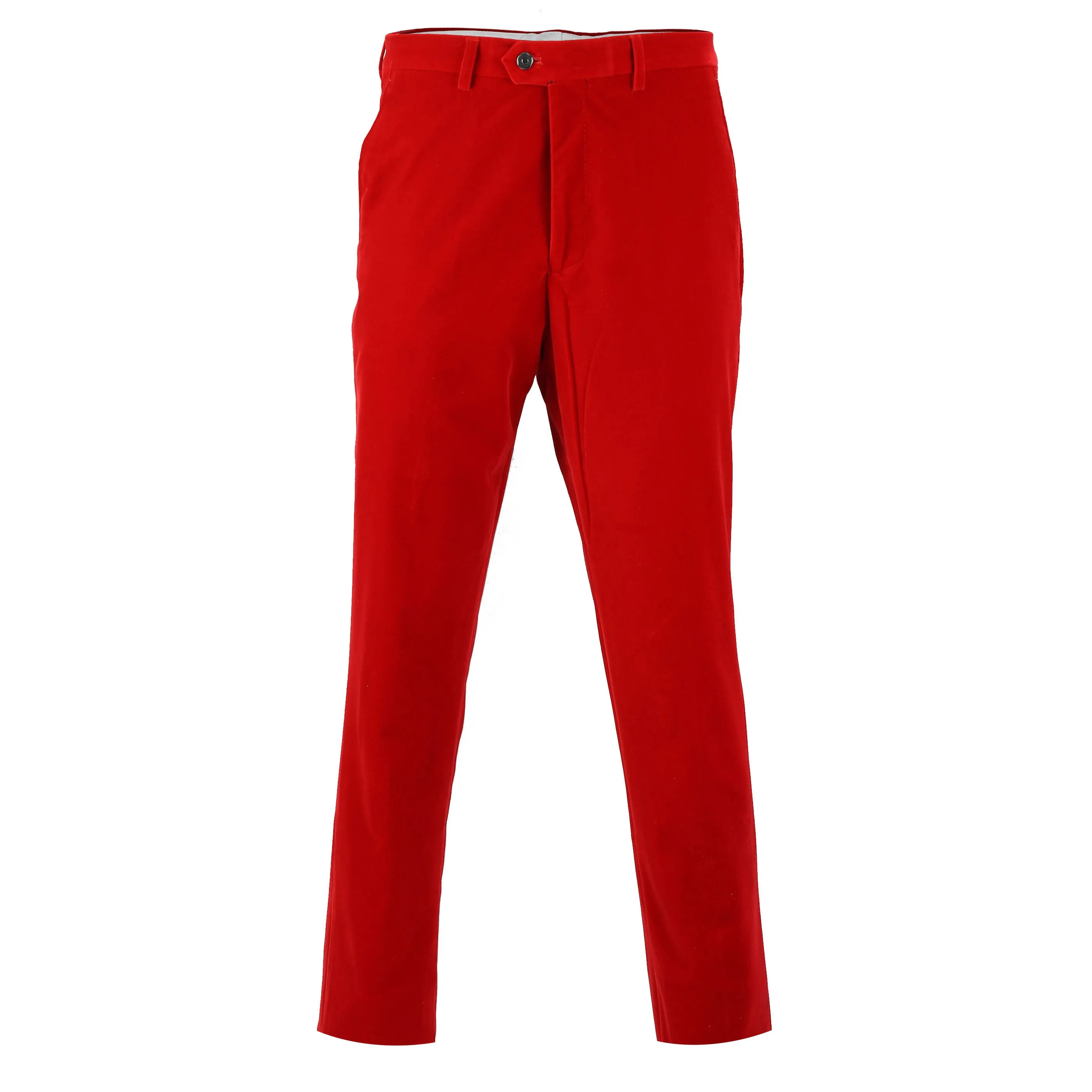 Jess - Mens Red  Slim Fit Soft Velvet Formal Dress Suit Pants