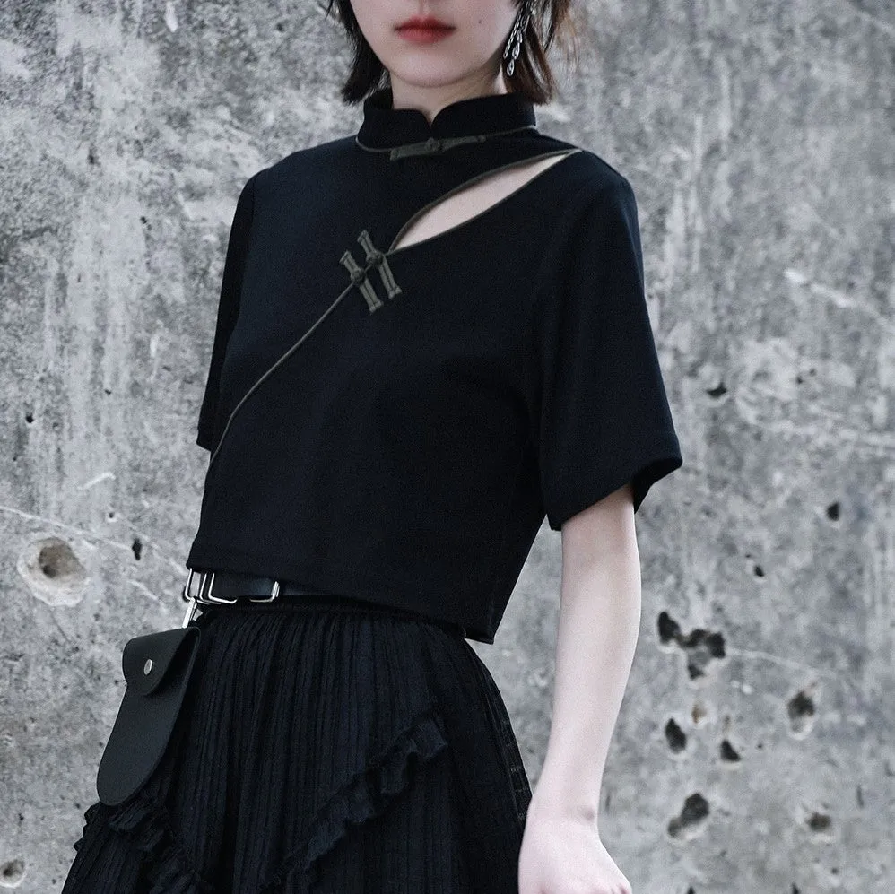 jet black beauty cheongsam tops