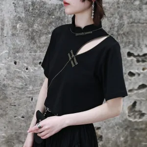 jet black beauty cheongsam tops