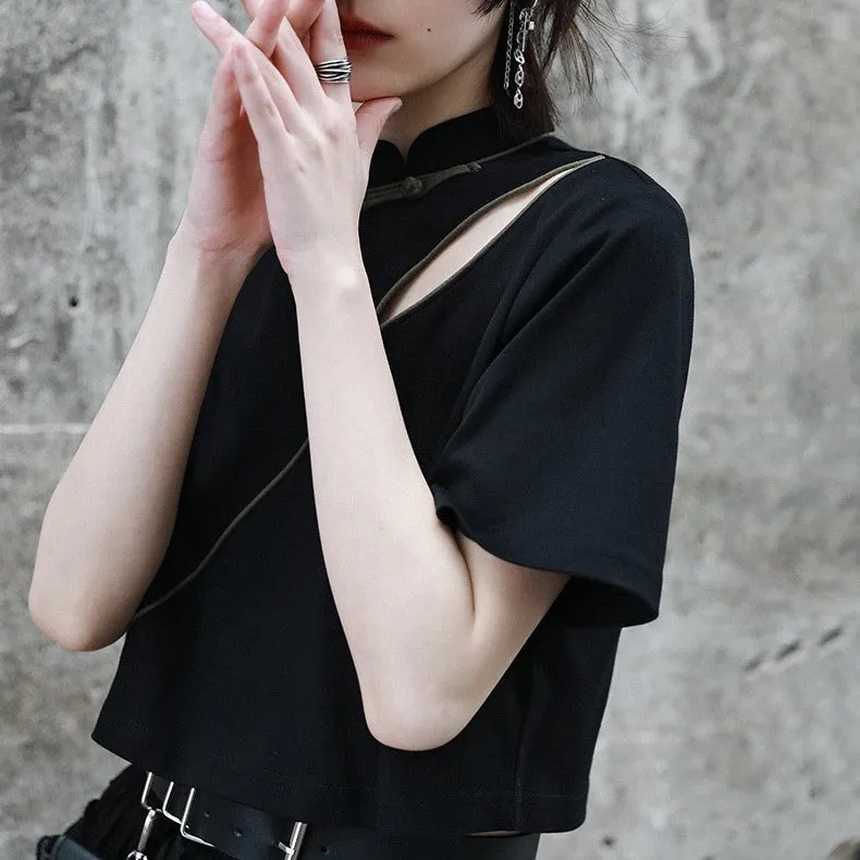 jet black beauty cheongsam tops