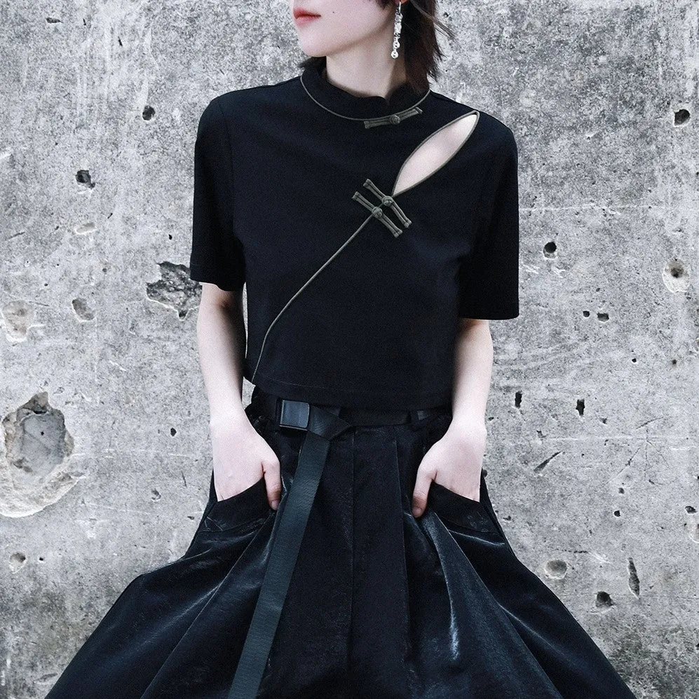 jet black beauty cheongsam tops
