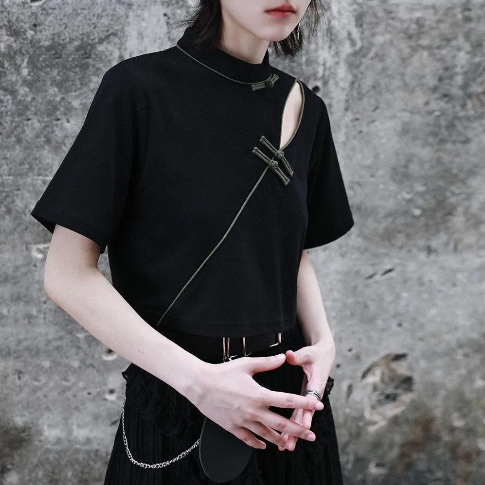 jet black beauty cheongsam tops