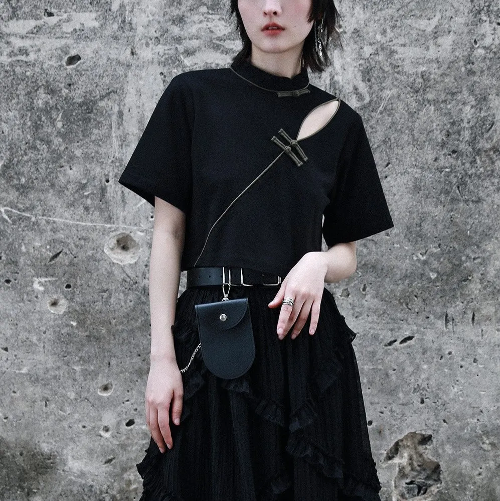 jet black beauty cheongsam tops