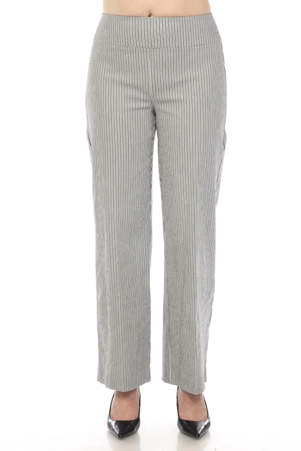 Joseph Ribkoff White/Black Striped Stretch Pull On Wide Leg Pants 241197