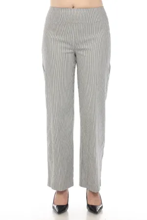 Joseph Ribkoff White/Black Striped Stretch Pull On Wide Leg Pants 241197