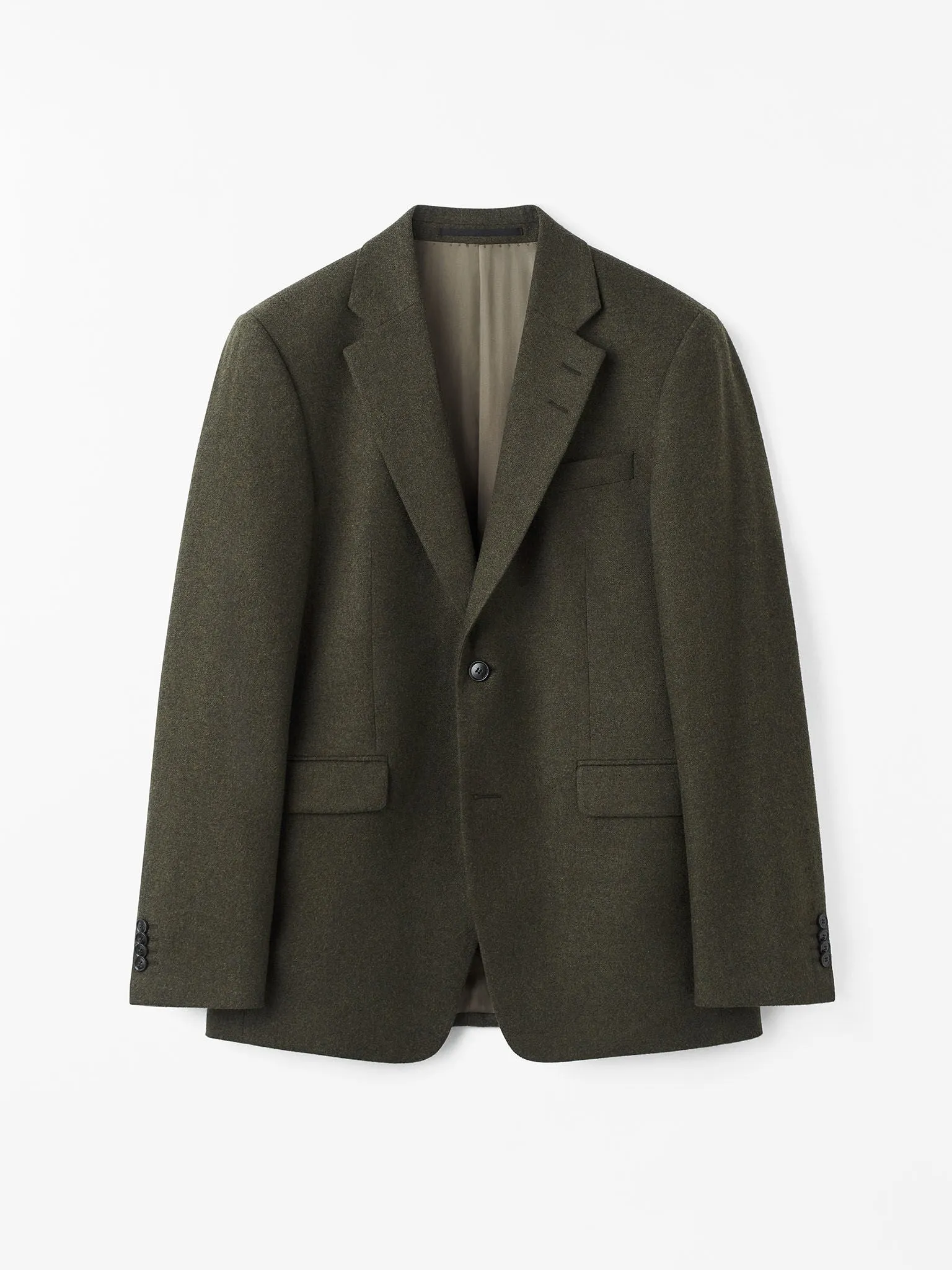 Justin Brushed Wool Jacket in Dark Green