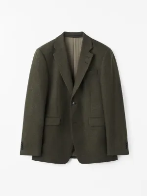 Justin Brushed Wool Jacket in Dark Green