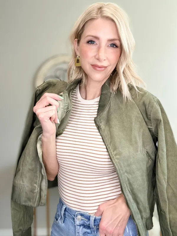 KEEP IT CASUAL STRIPED BODYSUIT - CREAM/TAN