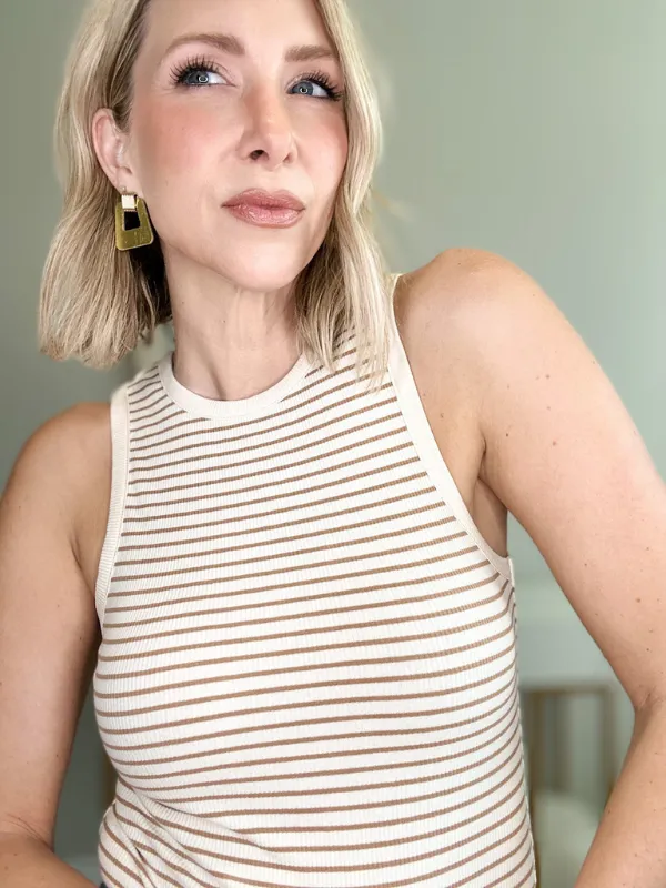 KEEP IT CASUAL STRIPED BODYSUIT - CREAM/TAN