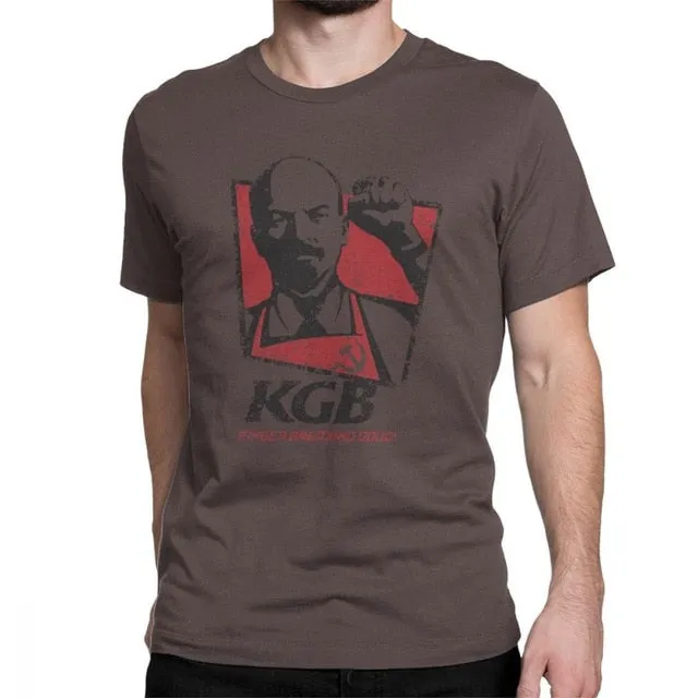 KGB Vladimir Lenin Men T Shirts USSR Russia Communism Marxism