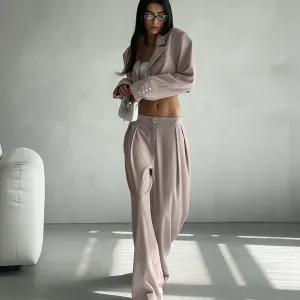 Khaki Tailored Suit Set
