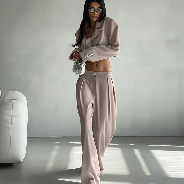 Khaki Tailored Suit Set