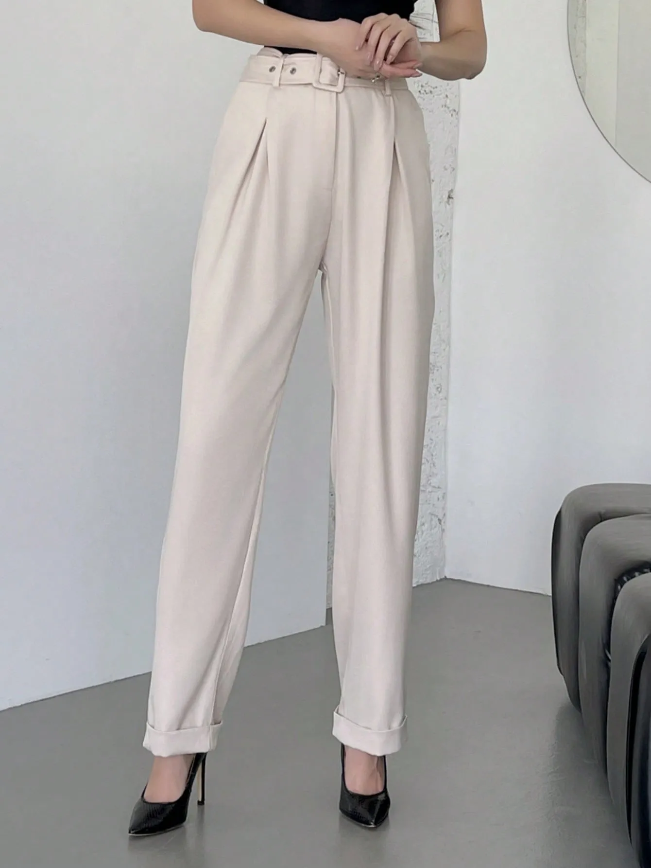 Ladies' Plain Wide Leg Casual Trousers