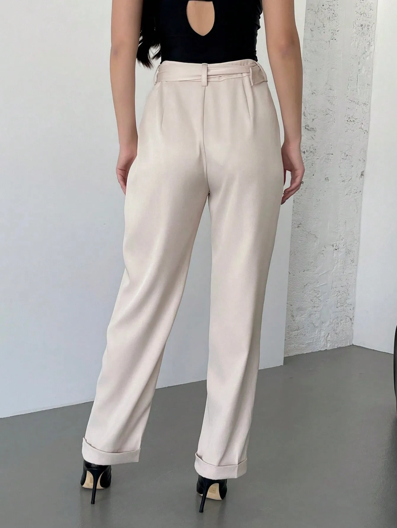 Ladies' Plain Wide Leg Casual Trousers