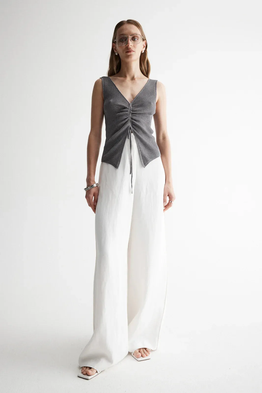 LAGUNA KNIT VEST - DARK CHROME LUREX - ELKA COLLECTIVE