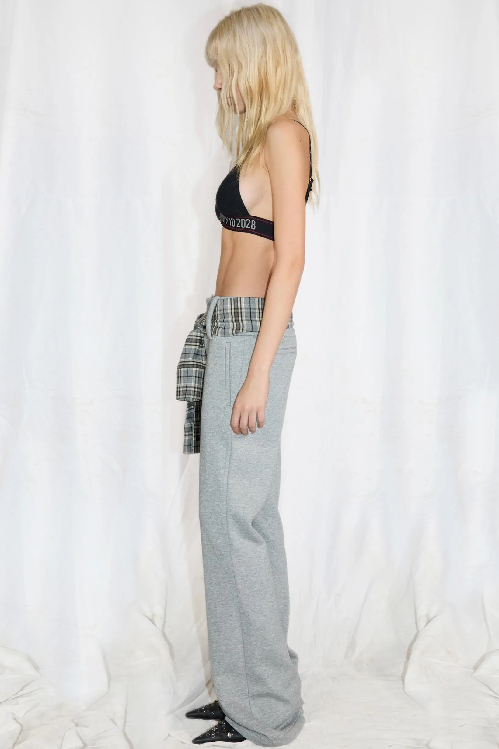 Lattice Split-Leg Wide Sweatpants
