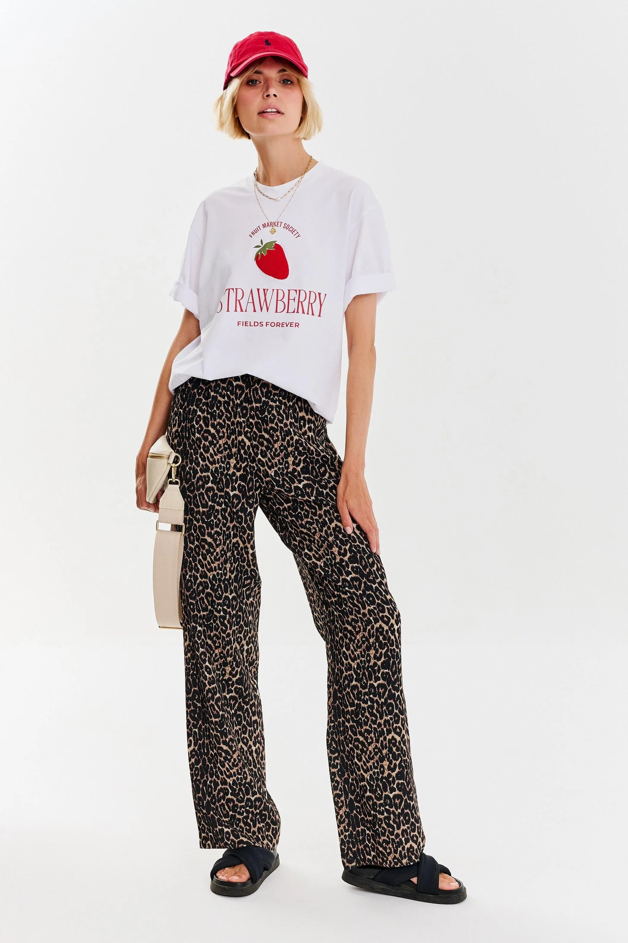 Leopard wide-leg pants
