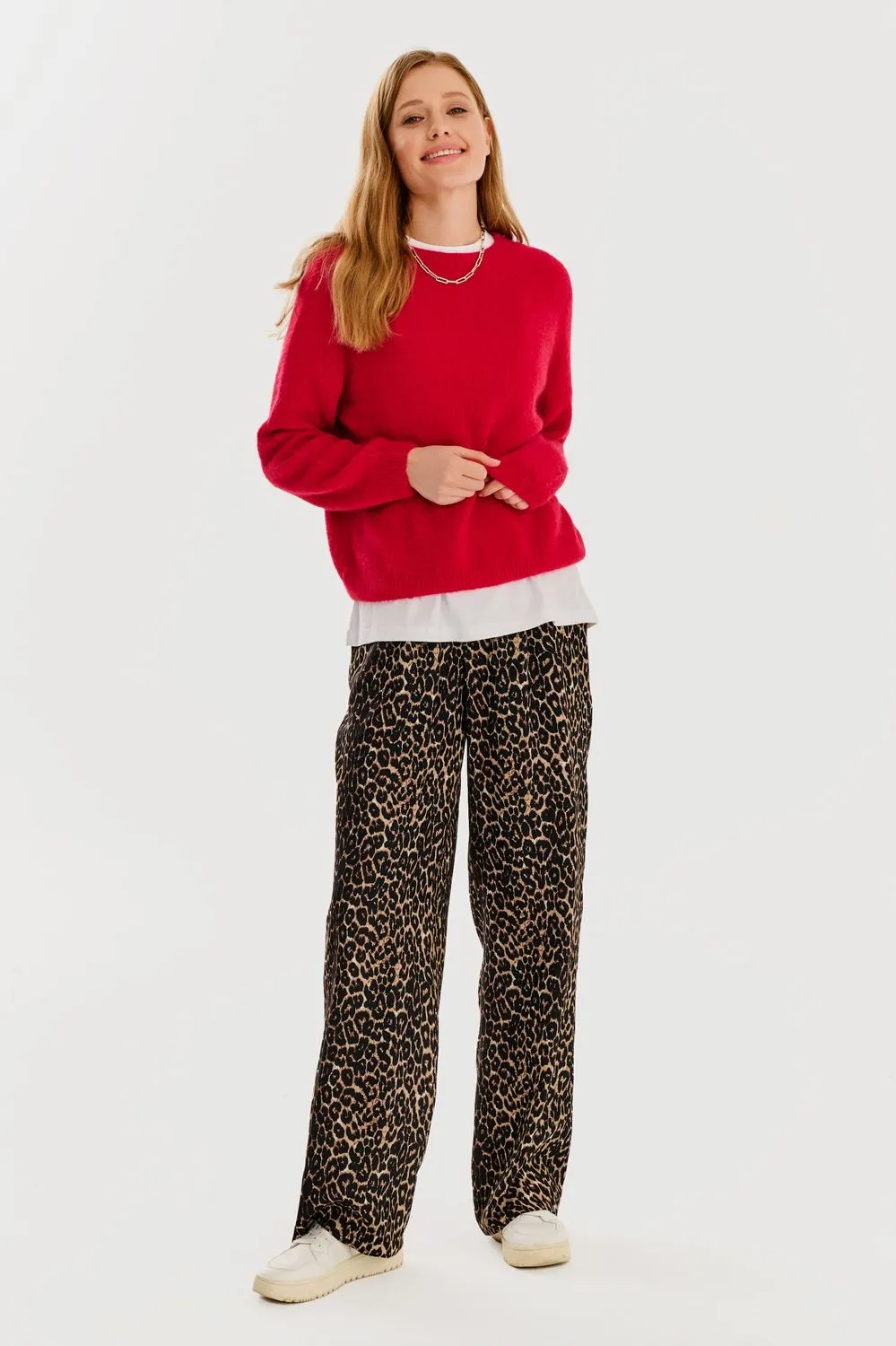 Leopard wide-leg pants