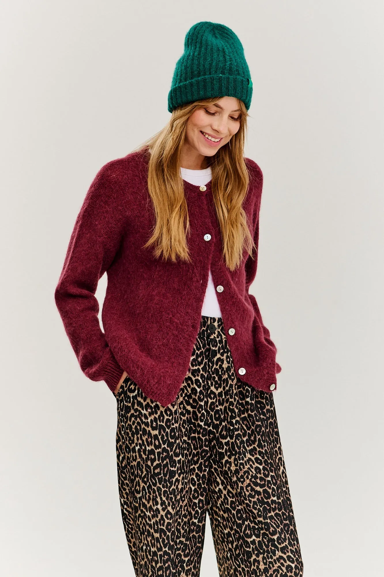 Leopard wide-leg pants