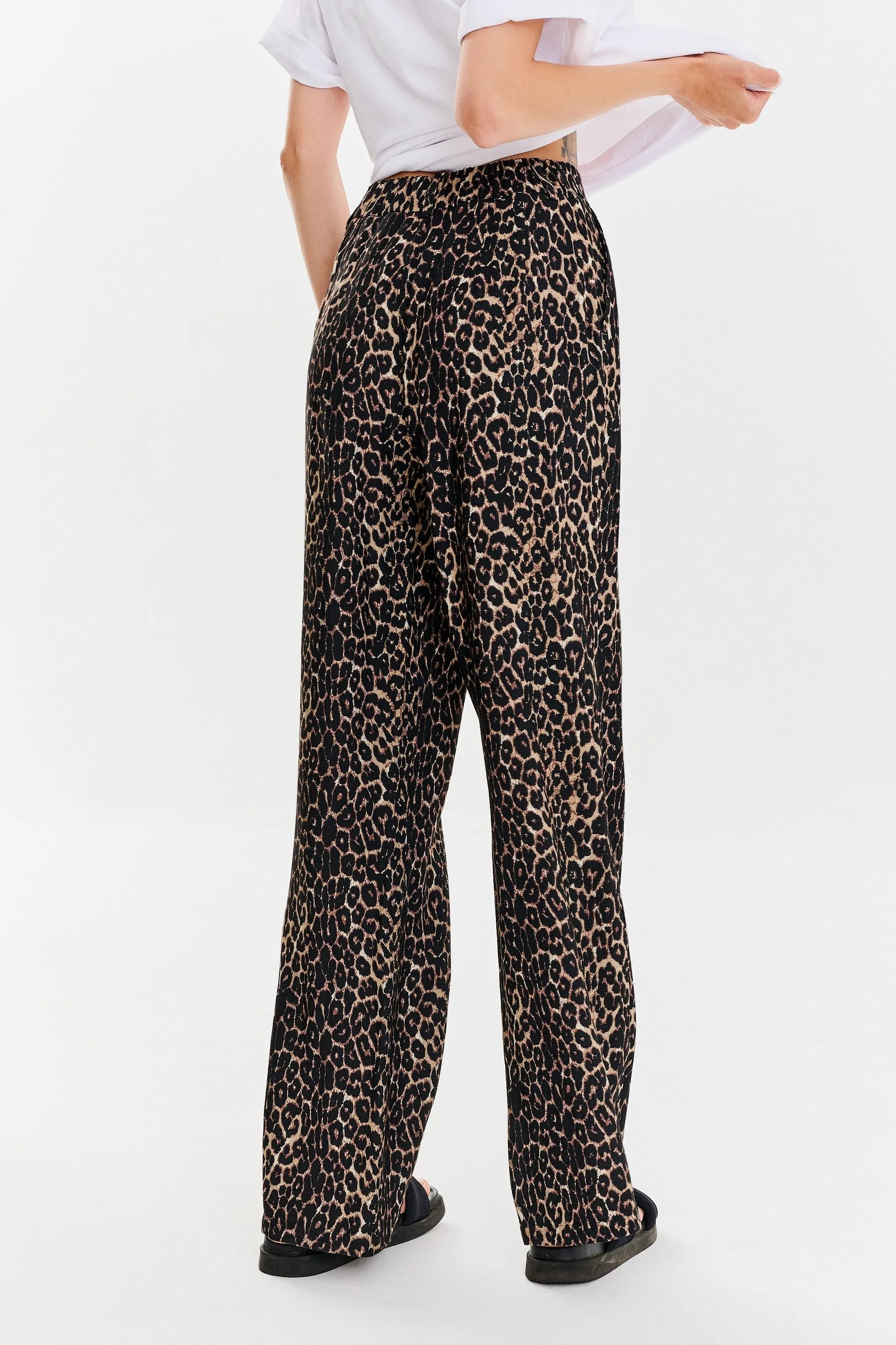 Leopard wide-leg pants