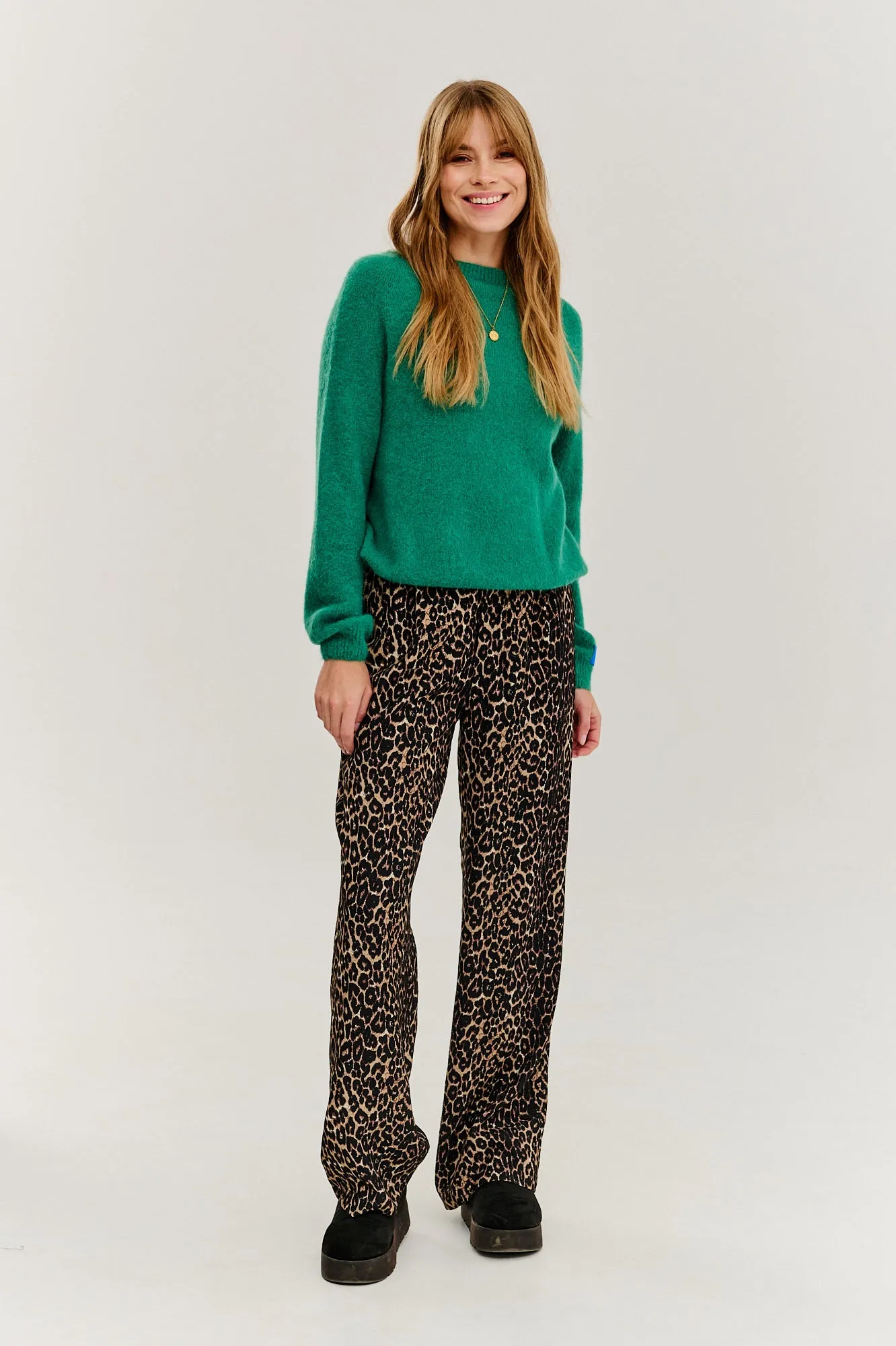Leopard wide-leg pants