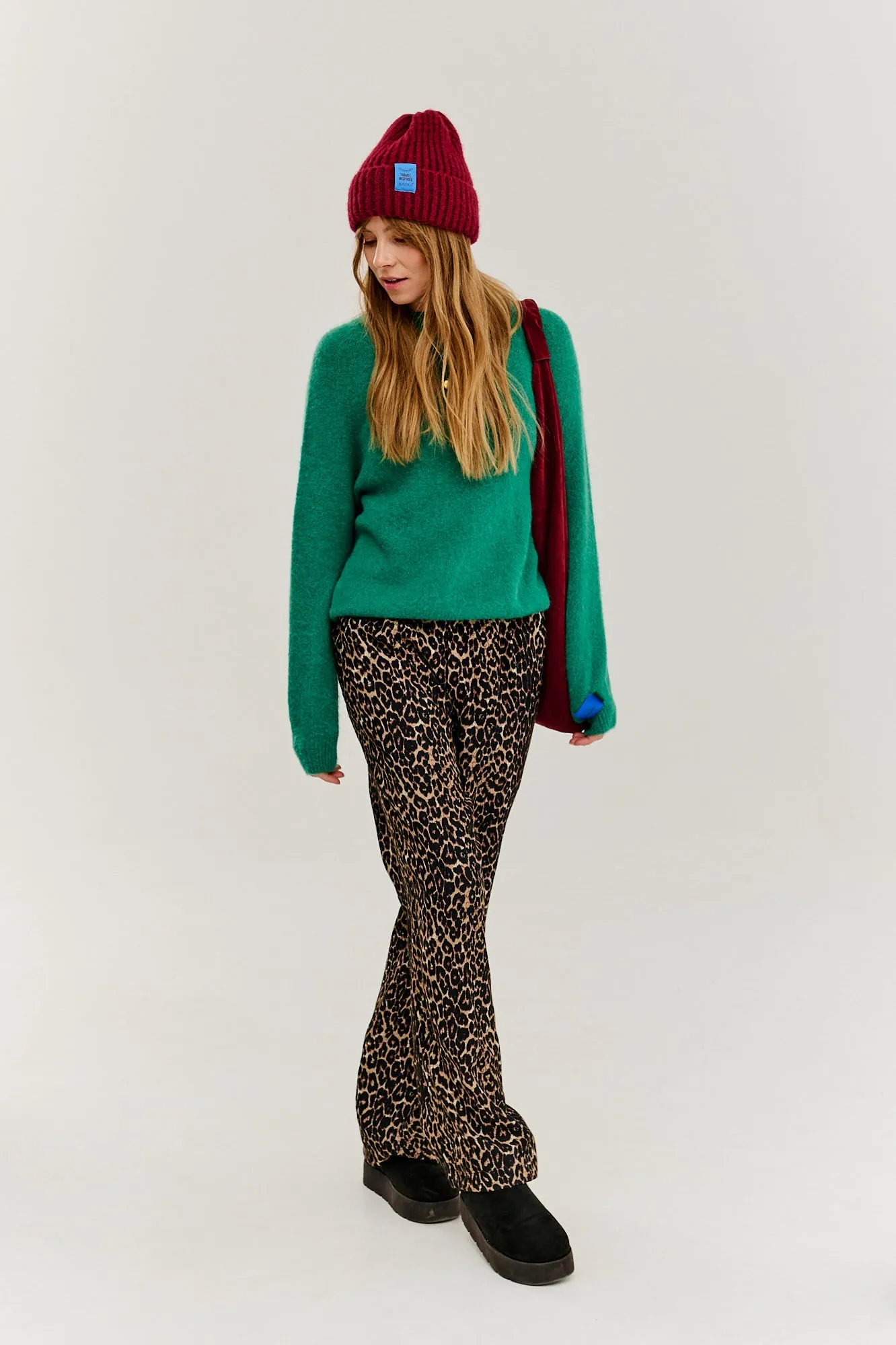 Leopard wide-leg pants