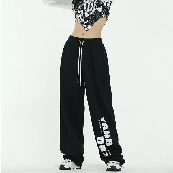 Letter Print Wide Leg Pants
