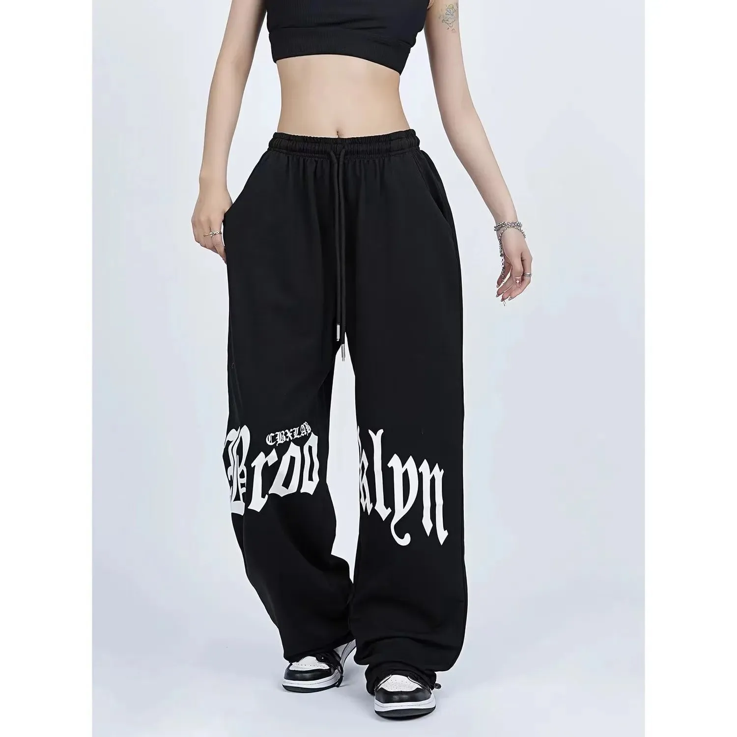 Letter Print Wide Leg Pants