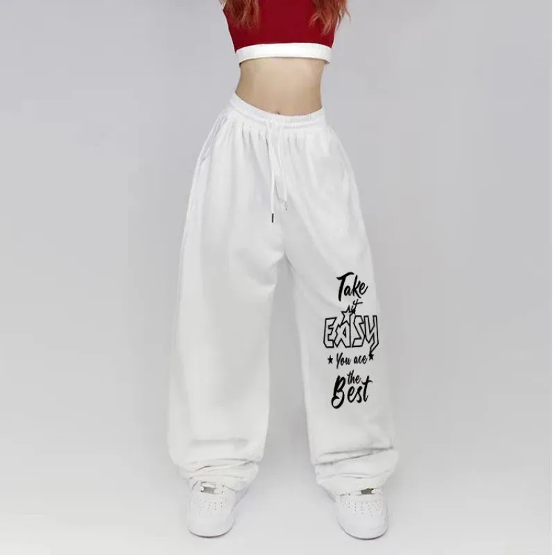 Letter Print Wide Leg Pants