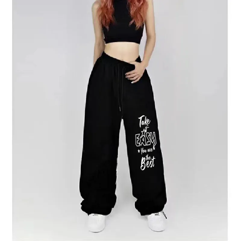 Letter Print Wide Leg Pants