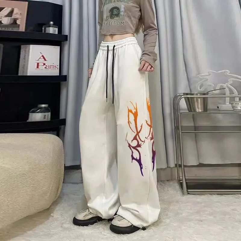 Letter Print Wide Leg Pants