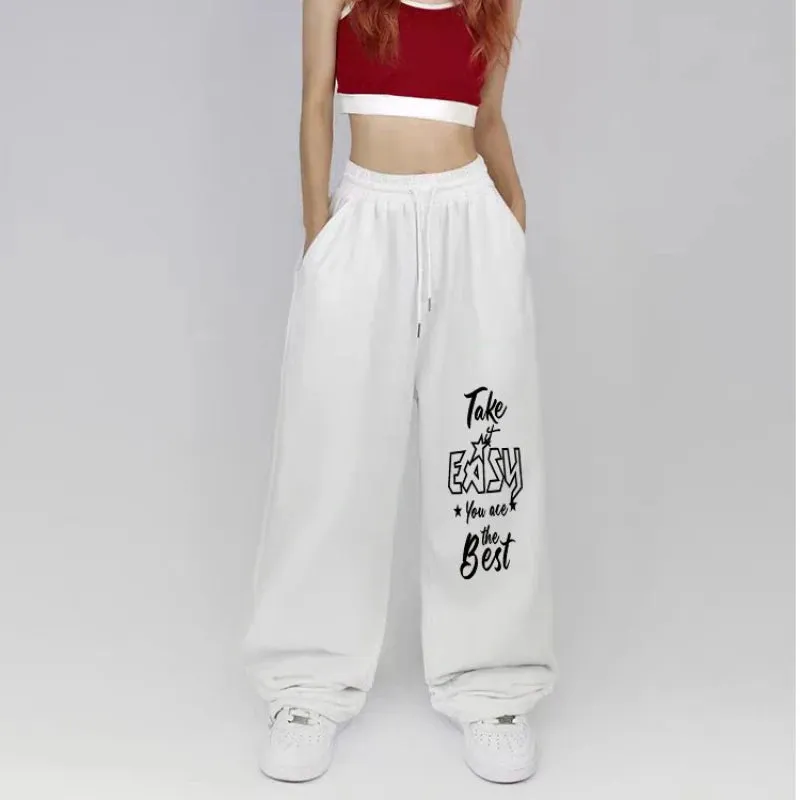 Letter Print Wide Leg Pants