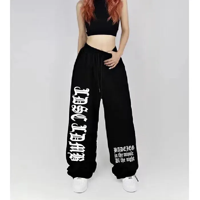 Letter Print Wide Leg Pants