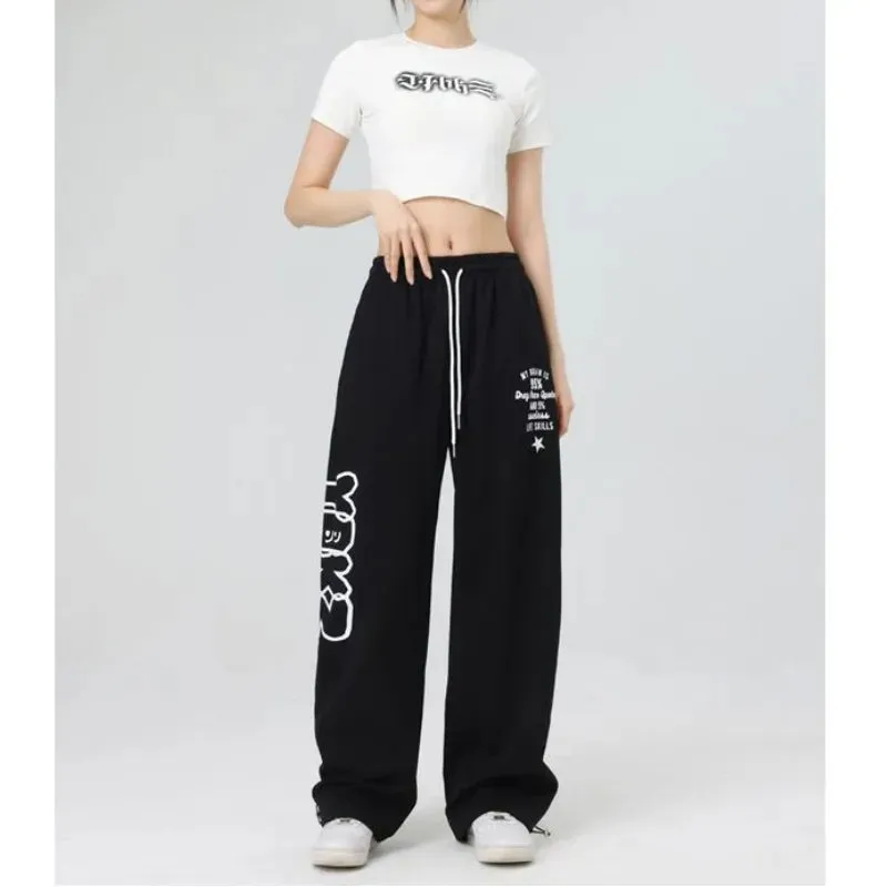 Letter Print Wide Leg Pants
