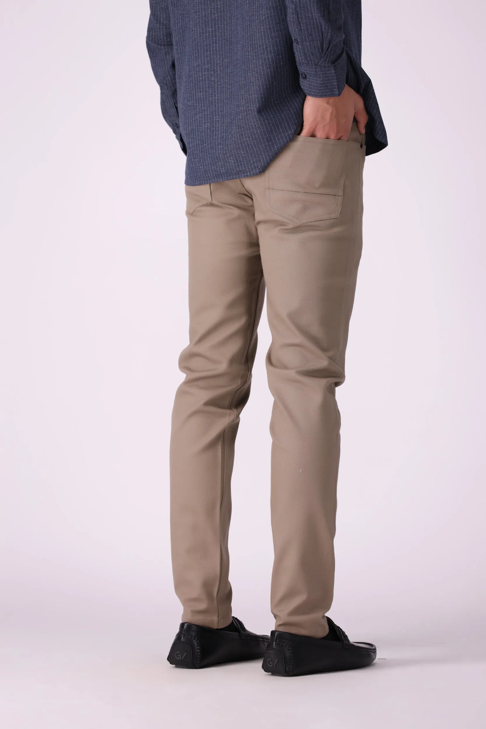 Light Brown Tapperd Fit Pants